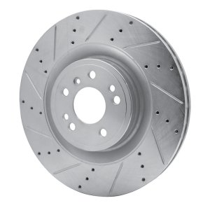 Mercedes-Benz GL350 Brake Rotor (1) - Front Left - R1 Concepts - Drilled & Slotted - Silver - `13-`19